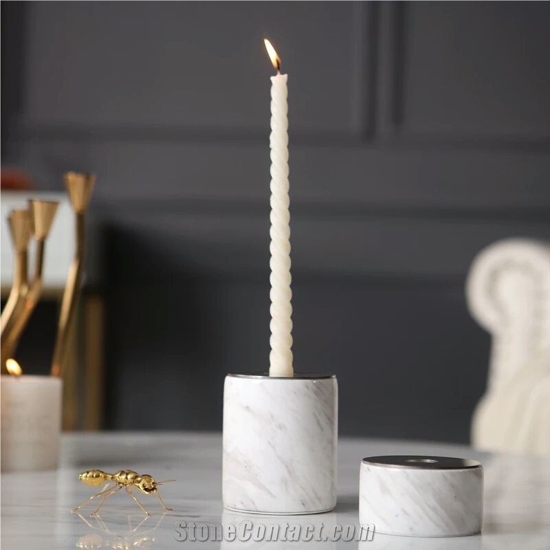White Marble Candle Holders & Accessories