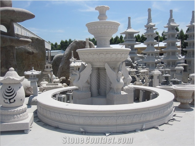 White Marble Garden Exterior Waterfall Fountain