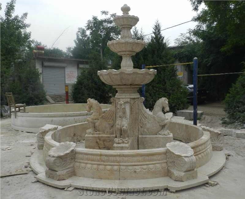 White Marble Garden Exterior Waterfall Fountain