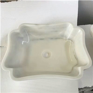 White Onyx Wash Basins, White Marble Wash Bowls
