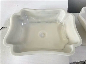 White Onyx Wash Basins, White Marble Wash Bowls
