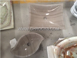 Wooden Vein Marble Sinks,China Marble Basins