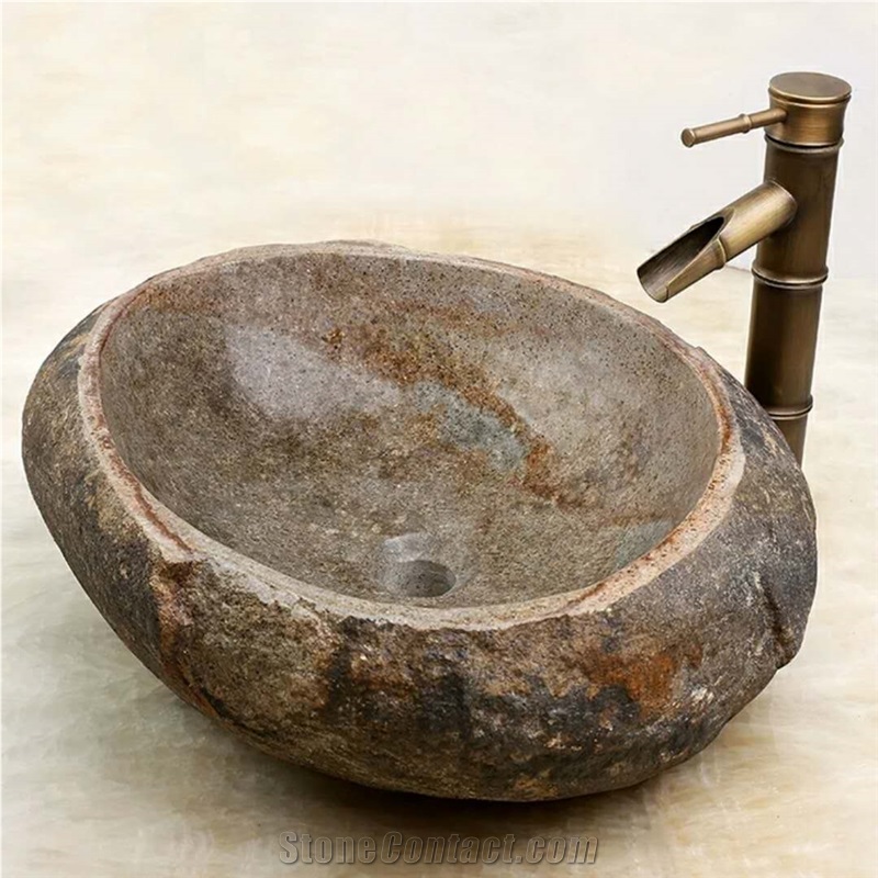 Yellow River Stone Bathroom Vessle Sink Wash Basin
