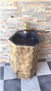 Zhangpu Black Basalt Pedestal Sinks Standing Sinks