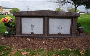 2 Crypts Personal Mausoleum Mahogany Color Granite