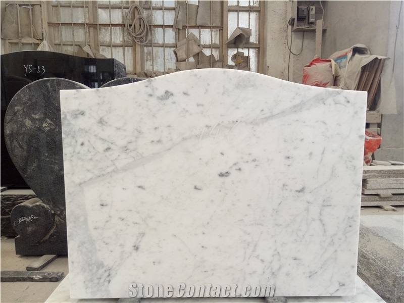 Carrara White Marble Serp Top Markers Monument