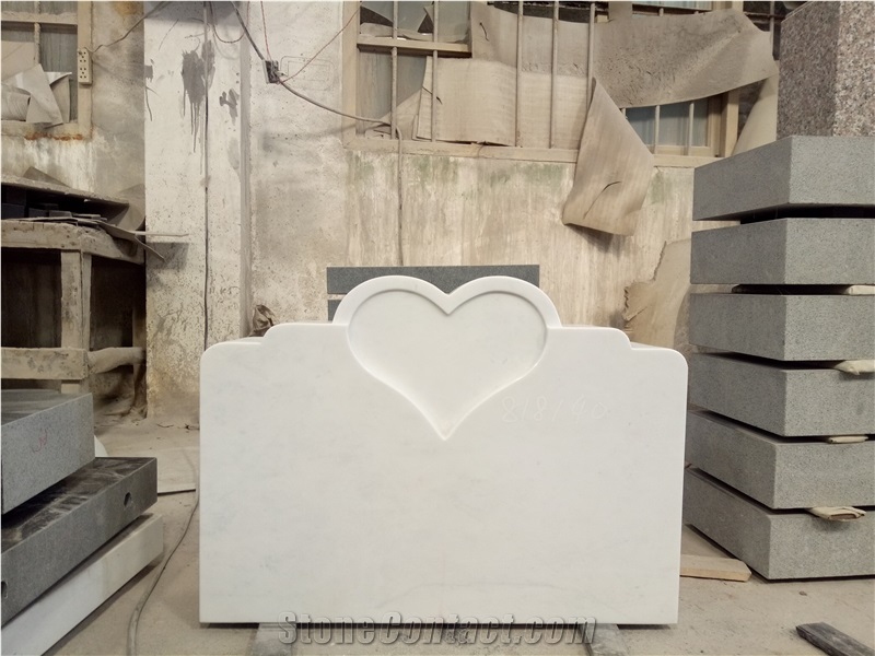 China White Marble Heart Headstone Monument Design