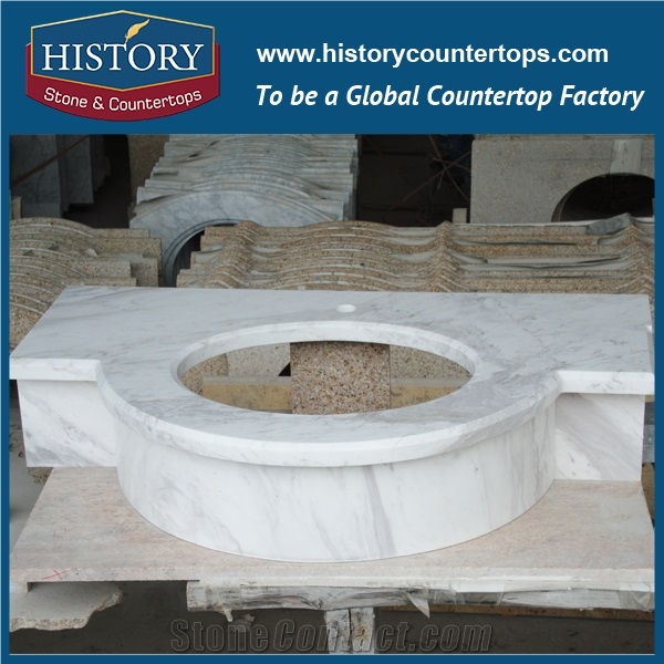 Arc Curved White Marble Bathroom Tops