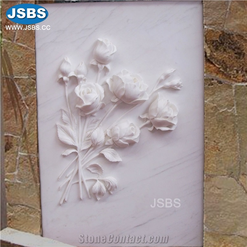 Stone Carved Marble Flower Relief