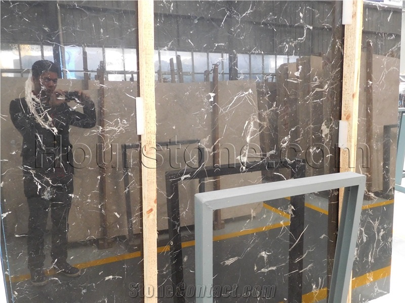 Black Ice Flower Marble Polished Tiles and Slabs