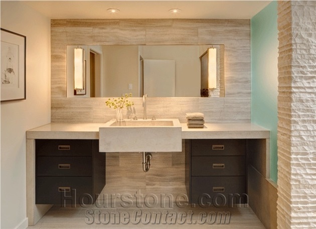 China Wooden White Vein Marble Bathroom Flooring