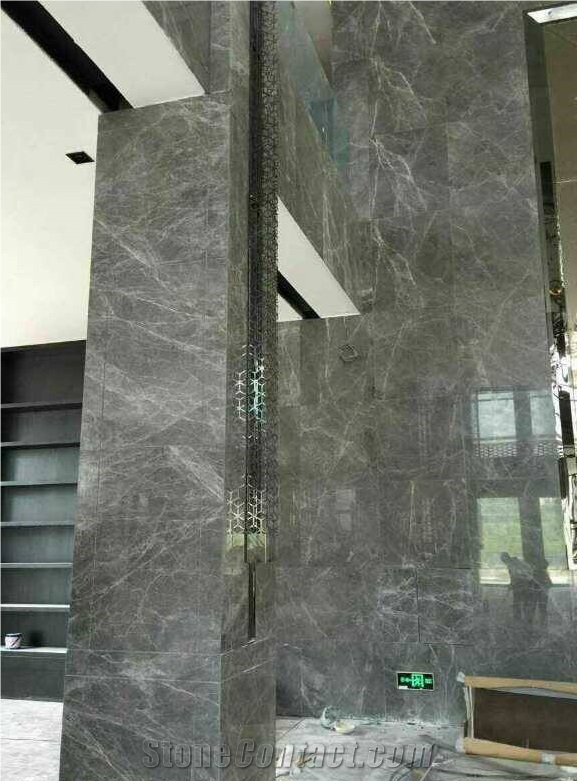 Dora Cloud Grey Marble Slabs Hotel Feature Wall