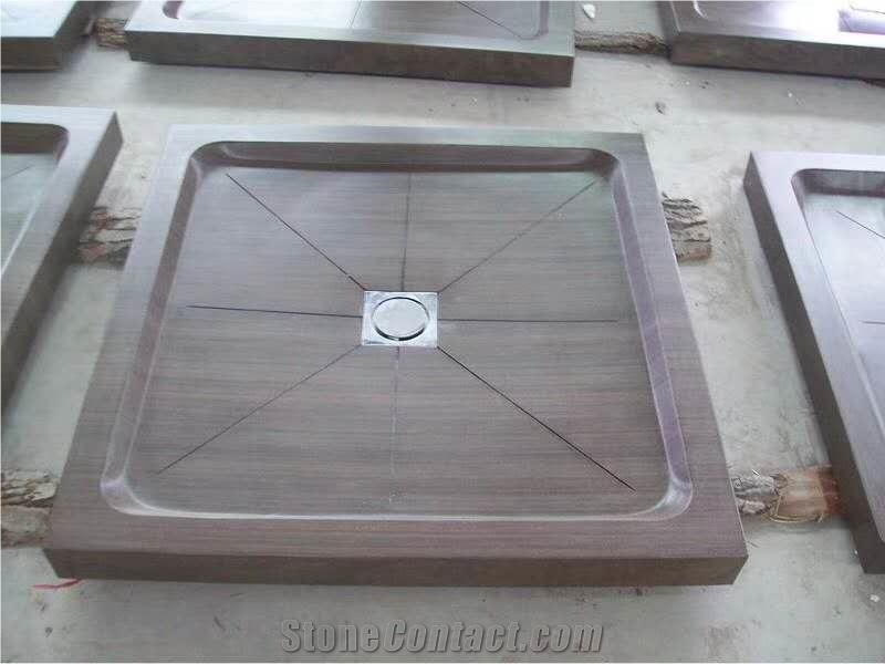 Bathroom Square Purple Wooden Marble Shower Trays