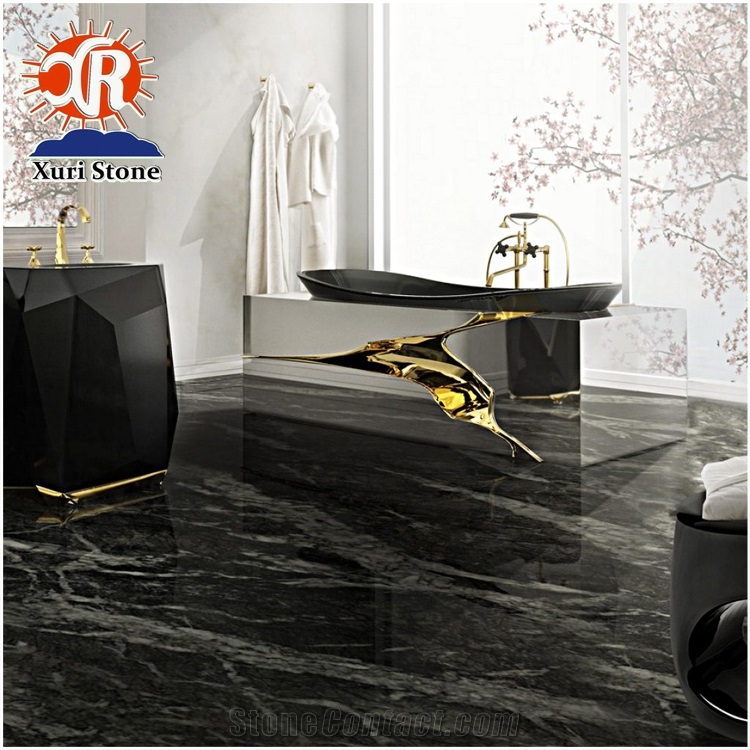 Chinese Natural Black Marble Nero Marquina Marble