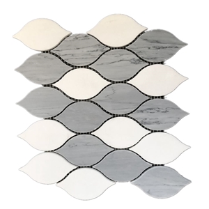 Leaf Design Natural Carrara White Marble Mosaic