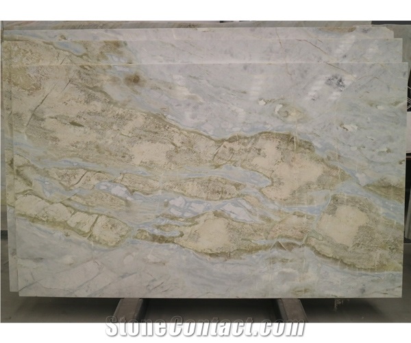 Changbai Green Jade Blue River Marble Slab Tile