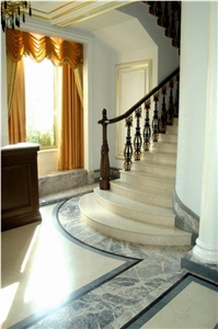Main Staircase in Botticino Crema