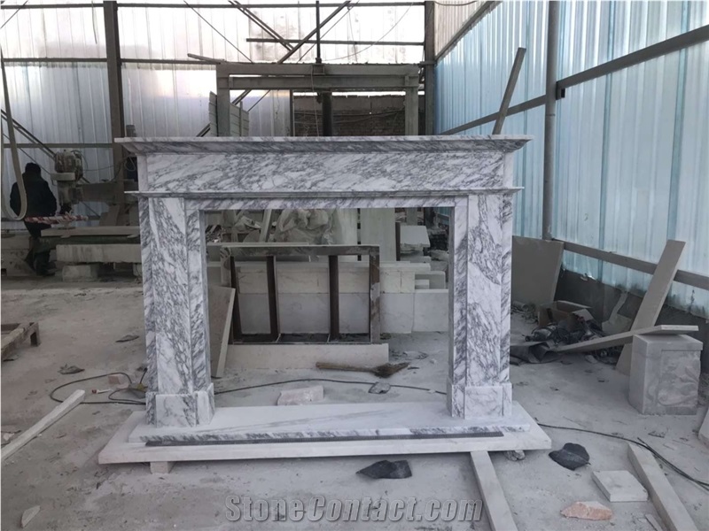 English Style Carrara Marble Fireplace Mantel