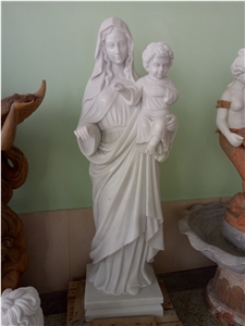 Handcarved Marble Virgin Mary Human Sculpture