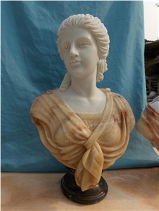 Lifesize Hand Carved Stone Marble Lady Bust Statue