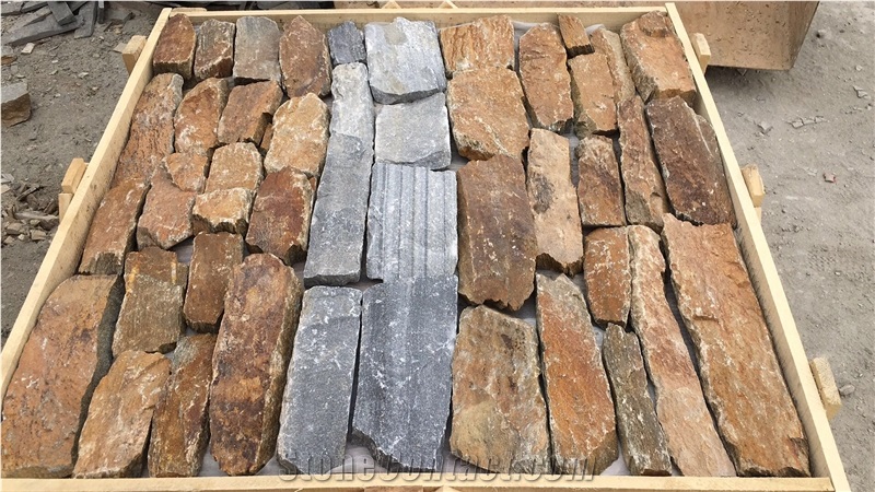 Natural Stacked Rust Slate Dry Loose Corner Stone