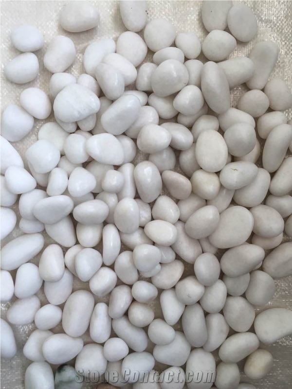 Pure White Natural Tumbled Marble Pebble Stone