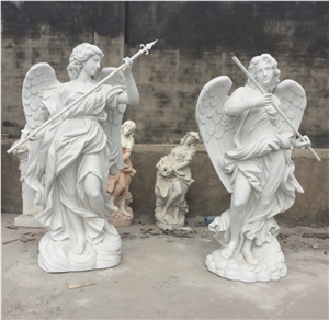 Wholesale White Marble Baby Angel Wings Statue