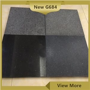 Honed Black G684 Granite Flooring Tiles