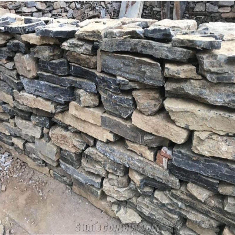 Natural Split Face Field Stone for Wall,Black Rock
