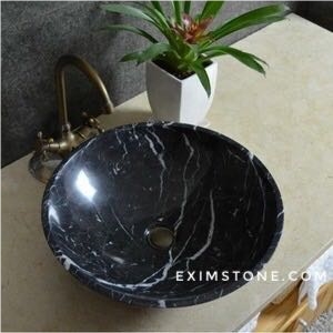 Vietnam Black White Line Marble Sink/Basin