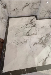 White Marble Calacatta Taupe Tile Floor Wall