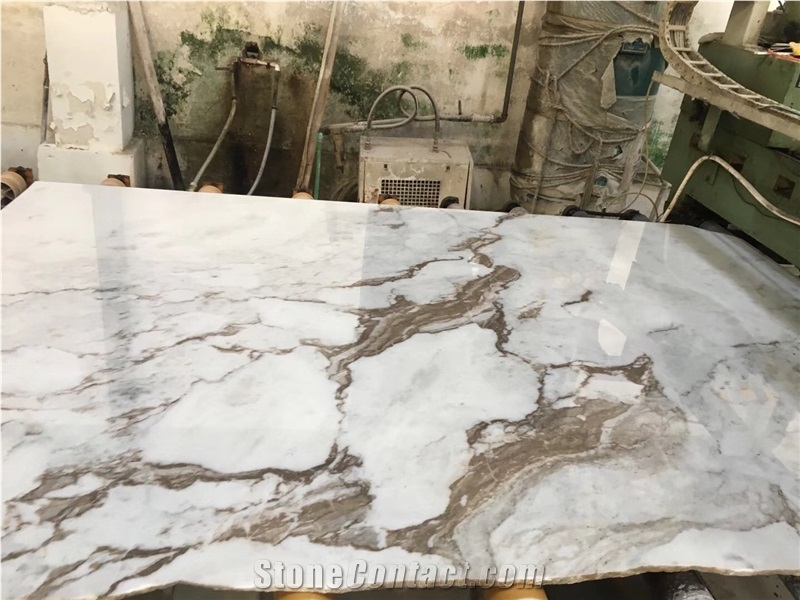 White Marble Calacatta Taupe Tile Floor Wall