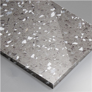 Grey Color Spakles Glass Quartz Stone Sheet