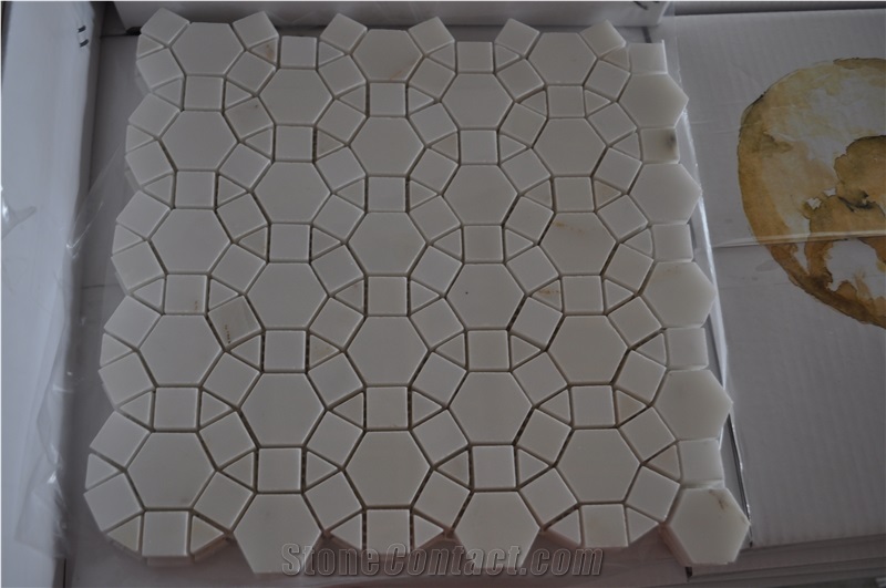 Eastern White Marble Wall Mosaic Chipped Laminated