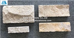 Beige Travertine Split Face Antique Wall Stone Bricks