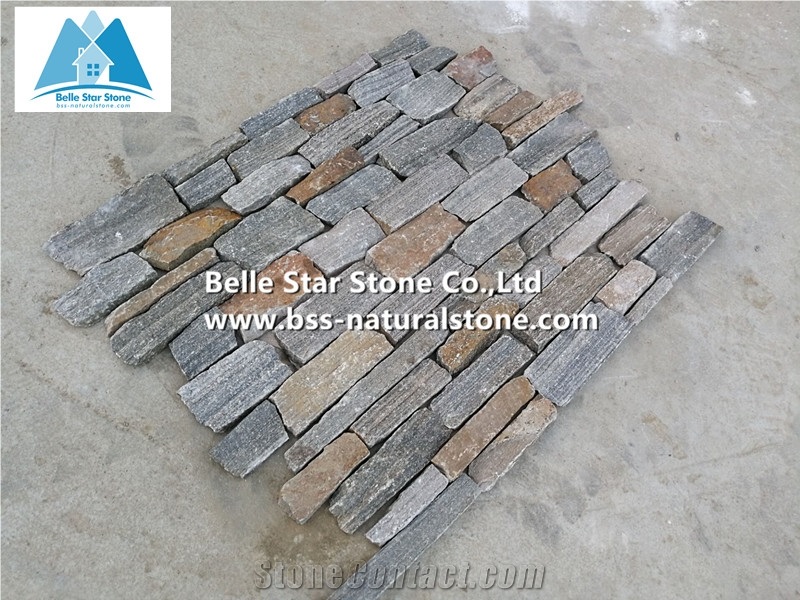 Grey Quartzite Field Stone Brick Stacked Stone