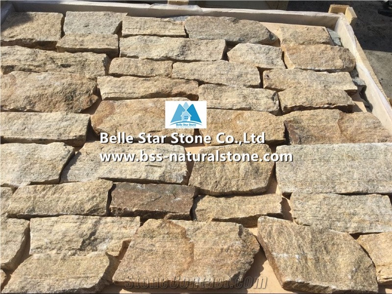 Natural Yellow Quartzite Wall L Corner Stone Quoin Walling