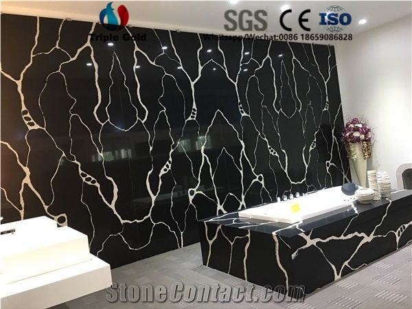 Calacatta Black Marble Walling Floor Tiles Panels