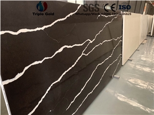 Calacatta Black Marble Walling Floor Tiles Panels