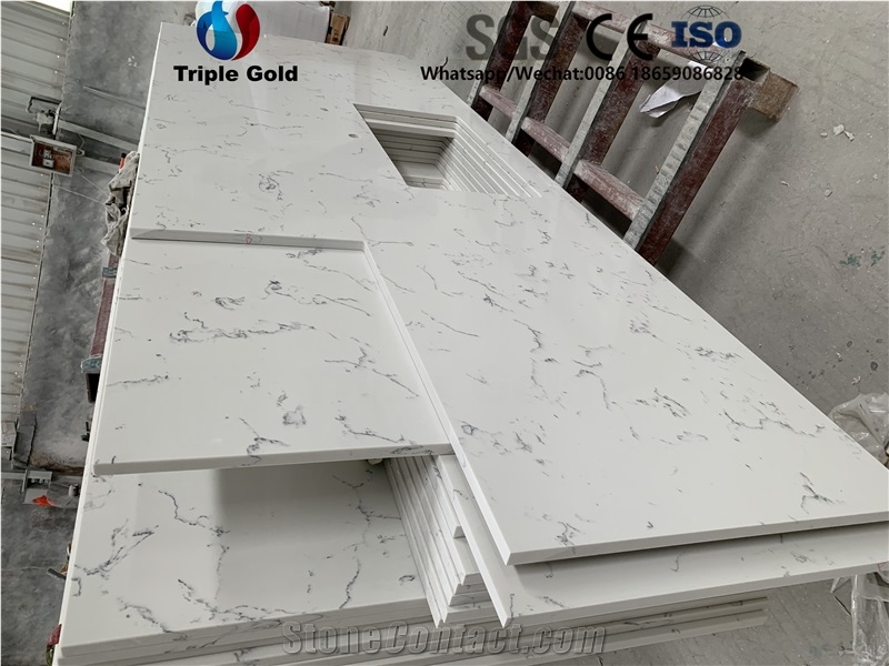 Carrara White Quartz Kitchen Cuntertops