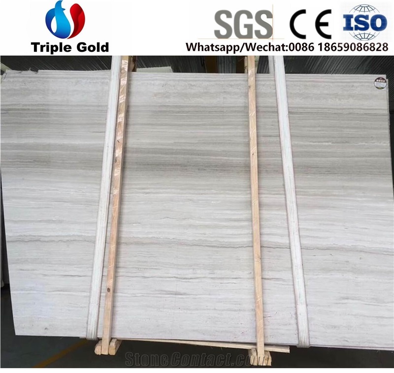 Guizhou White Wood Grain Marble Floor Tiles Slabs