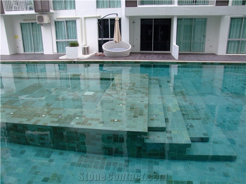 Green Sukabumi Stone Swimming Pool Mosaic