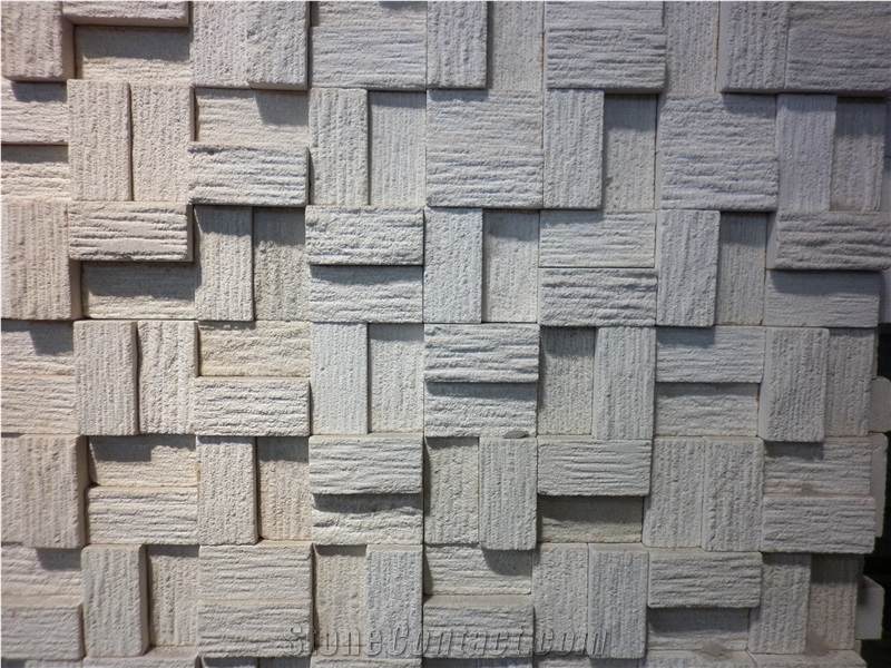 White Classic Limestone Wall Linear Strips Mosaic
