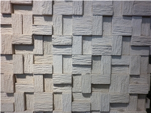 White Classic Limestone Wall Linear Strips Mosaic