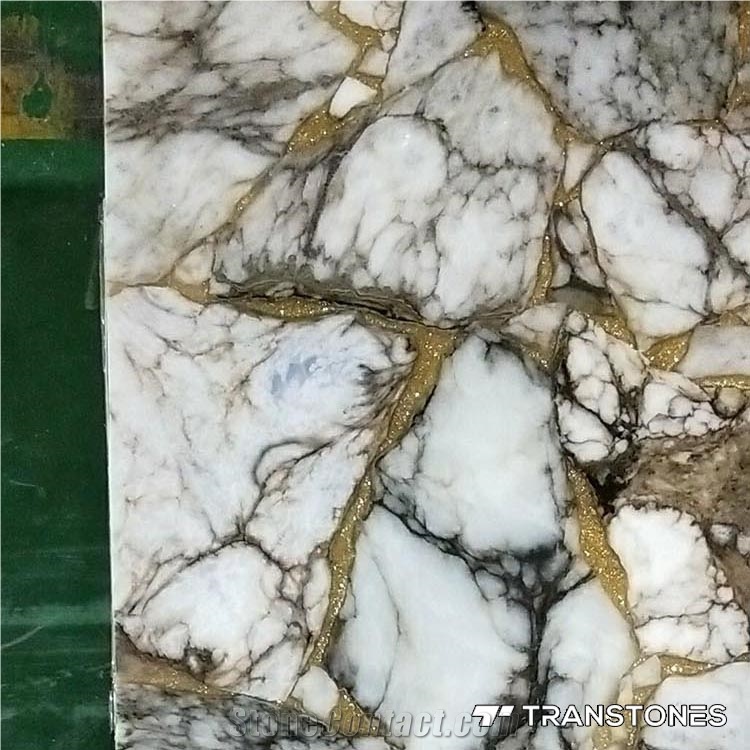 Artificial Stone Crystal Marble Golden Vein Slab