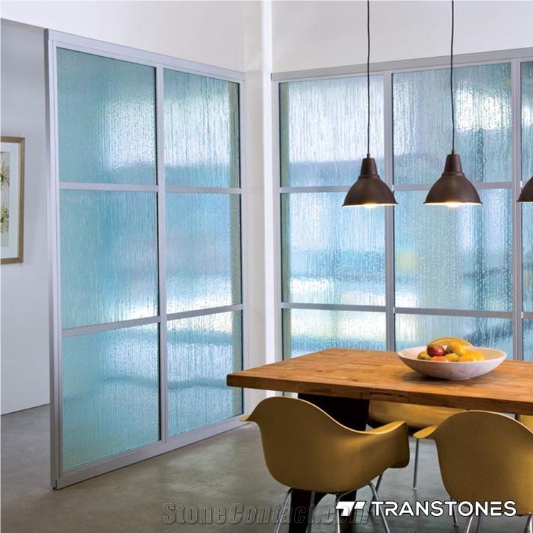 Decorative Blue Acrylic Panel Door Backlit Design