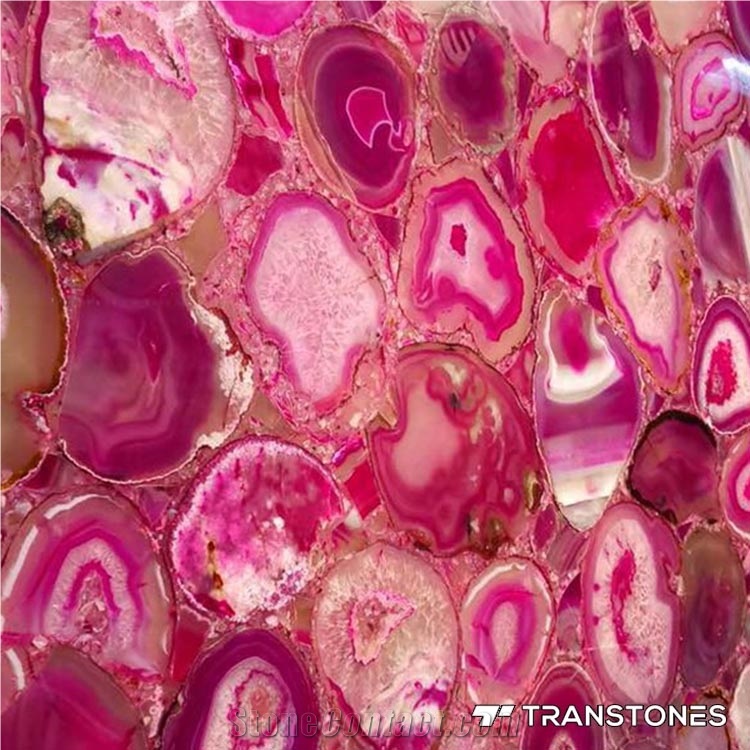 Pink Polished Agate Stone Translucent for Table Top