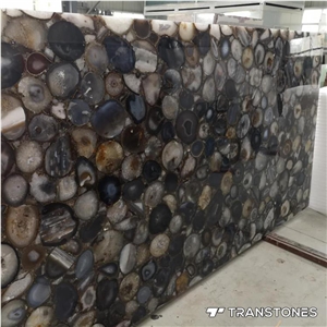 Polished Black Agate Stone Translucent for Counter Top
