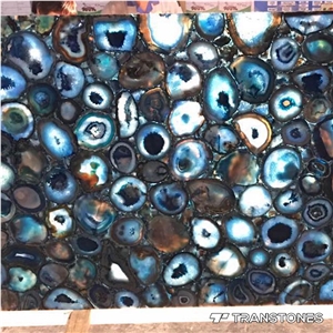 Polished Blue Agate Stone Wall Covering