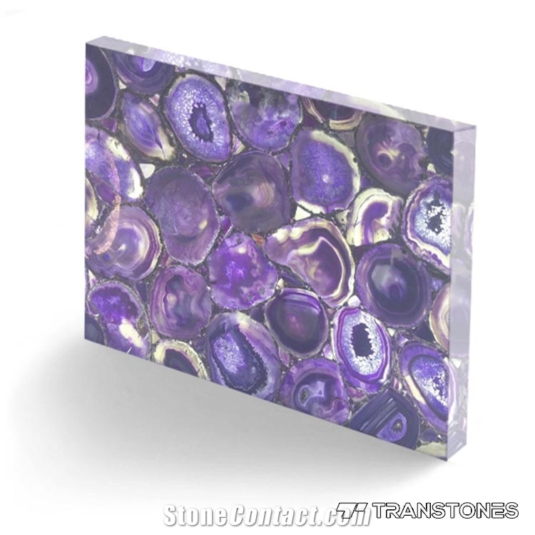 Purple Polished Natural Agate Walling Tiles